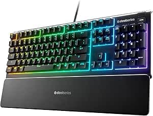 SteelSeries Apex 3 - Tastiera da Gaming RGB – Illuminazione RGB a 10 Zone – Poggiapolsi Magnetico di Alta Qualità – PC Layout Italiano (QWERTY)