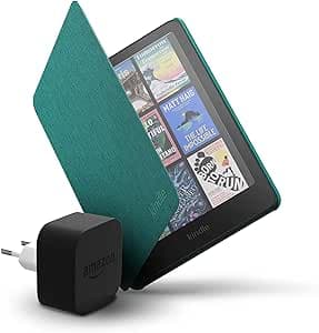 Amazon Kindle Colorsoft 16 GB + Custodia in tessuto verde giada + Caricatore da 9 W