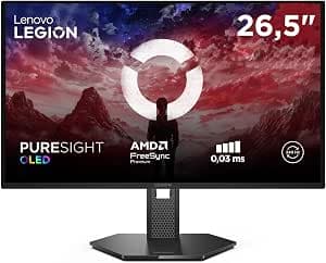 Lenovo Legion 27Q-10 QD-OLED Monitor Gaming 26,5" PureSight QHD, 240Hz, 0.03 ms, HDMI 2.1, DP 1.4, AMD Freesync Premium, HDR10, VESA 100x100
