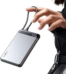 LISEN Power Bank CCC 20000 mAh 55 W, Powerbank CCC Small Portable Charger con Smart Display e Certificate, Cavo USB-C Integrato, Compatibile con iPhone 17/16 Pro Max, Samsung S25, iPad