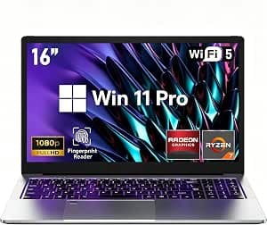 FUNYET 2026 PC Portatile 16" R7 5825U(fino a 4.5GHz) Gaming Laptop 16GB RAM 1TB SSD Win11 Vega 8 GPU 1920×1080 Notebook con Type-C Charging, WIFI6, BT5.2, USB3.2, HDMI, Tastiera Retroilluminata