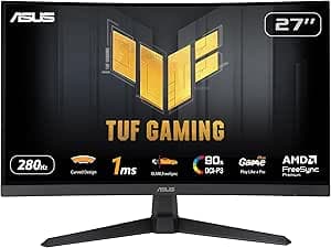 ASUS TUF GAMING VG27VQM1B, Monitor Gaming Curvo da 27” FHD, Nero