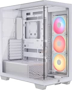 CORSAIR 3500X LX-R RGB iCUE LINK Case PC Mid-Tower Panoramico – 3 Ventole LX120-R RGB Preinstallate, Include Hub di Sistema iCUE LINK, Fino a 10 Ventole da 120mm – Bianco