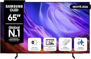 Samsung Smart TV 65" QE65S83HAEXZT OLED 4K, NQ4 AI Gen2 Processor, OLED HDR, Motion Xcelerator 120Hz, Dolby Atmos, FreeSync Premium, Premium Gaming Pack, Vision AI, Contour Design, Alexa, 2026