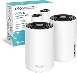 TP-Link Deco XE75 Pro Router Mesh WiFi 6E, AXE5400Mbps Tri-Band, Nuova Banda da 6 GHz, Porta Ethernet da 2,5 Gbps, AI Mesh, Ripetitore WiFi, Access Point, Alexa, 2 Pezzi con Copertura fino a 500㎡