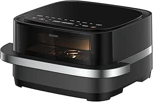 Severin Friggitrice ad aria calda Pizza & More, programmi per pizza, 10 programmi di cottura, distribuzione ottimale del calore, forma extra larga, con finestra di visualizzazione, 4 l, 2100 W, nero