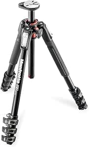 Manfrotto MT190XPRO4 Treppiede Foto, Colonna Posizionabile a 90°, 4 Sezioni in, in Alluminio, per Fotocamera Mirorrless, DSLR Nero/Antracite