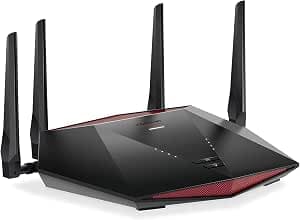 NETGEAR Nighthawk Router WiFi 6 Pro Gaming XR1000, Velocità wireless AX5400 (fino a 5,4 Gbps), DumaOS 3.0 ottimizza le connessioni server eliminando i ritardi, 4 porte Ethernet da 1G e 1 porta USB 3.0
