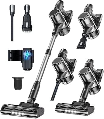 Aspirapolvere Senza Fili Scopa Elettrica - Potente Filo Batteria Cordless Vacuum Cleaner Scope Elettriche Sacco Portatile Ciclonico Silenzioso per Divano Tappeti Parquet Pavimenti Peli di Animali